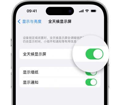 珠海苹果15预约维修分享iPhone15如何设置全天候显示屏幕可见 