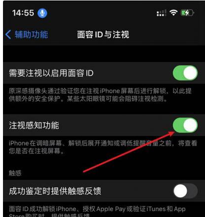 珠海苹果14维修网点分享iPhone14注视感知功能有什么用 